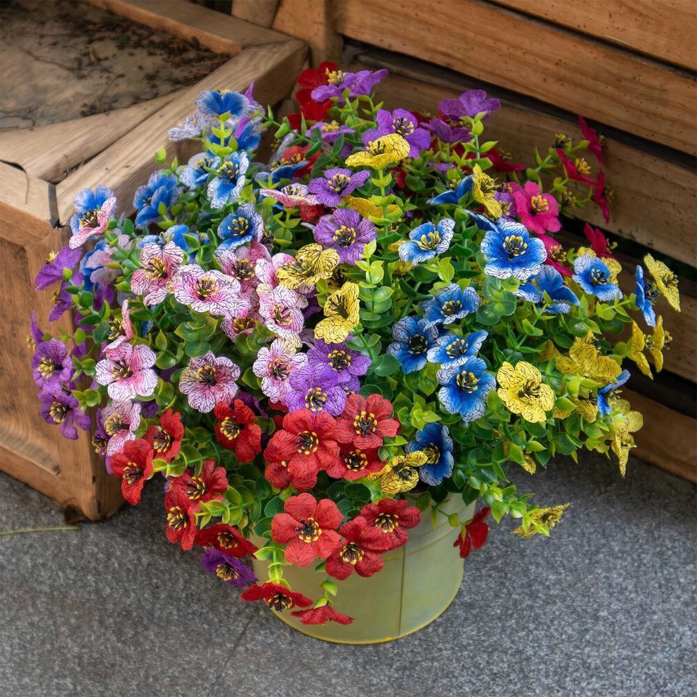 9904 Artificial Flowers for Outdoors, 12 Bundles Realistic UV Resistant